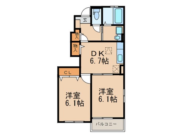 ヒルズ上弓削Ｃの物件間取画像